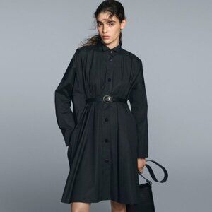 JIL SANDER X UNIQLO J+ BLACK OVERSIZED DOLMAN SLEEVE SHIRT DRESS / SZ L